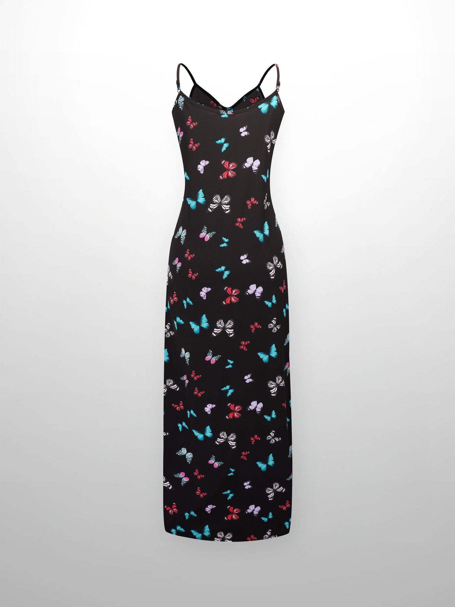 A-Line V Neck Slip Dress-Butterflies