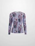 Floral Cable Printed Sweater - Lavender Floral
