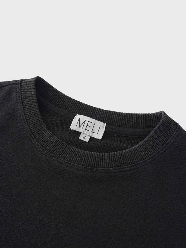 Washed Dolman Bomber Tee-Black