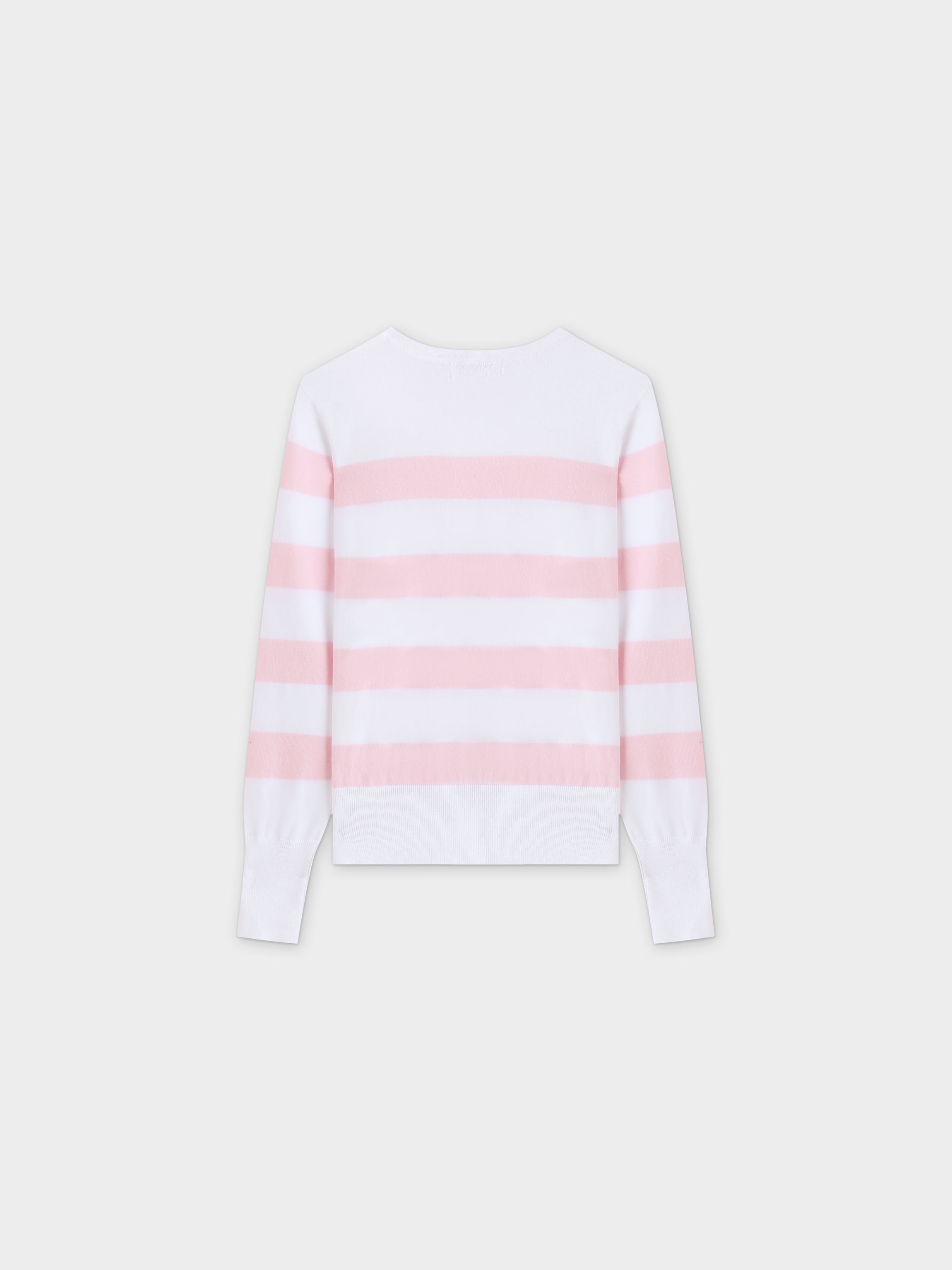 Striped Cotton Sweater-Light Pink