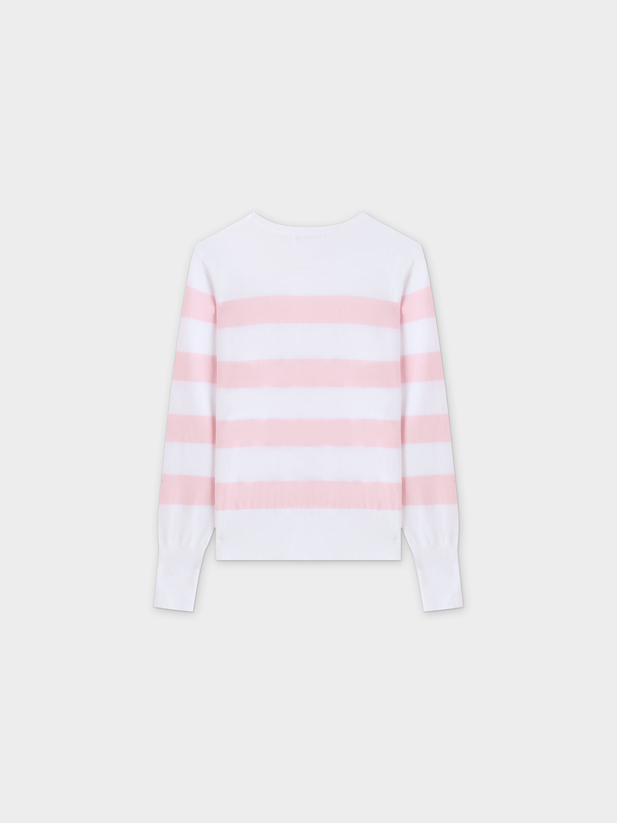Striped Cotton Sweater-Light Pink