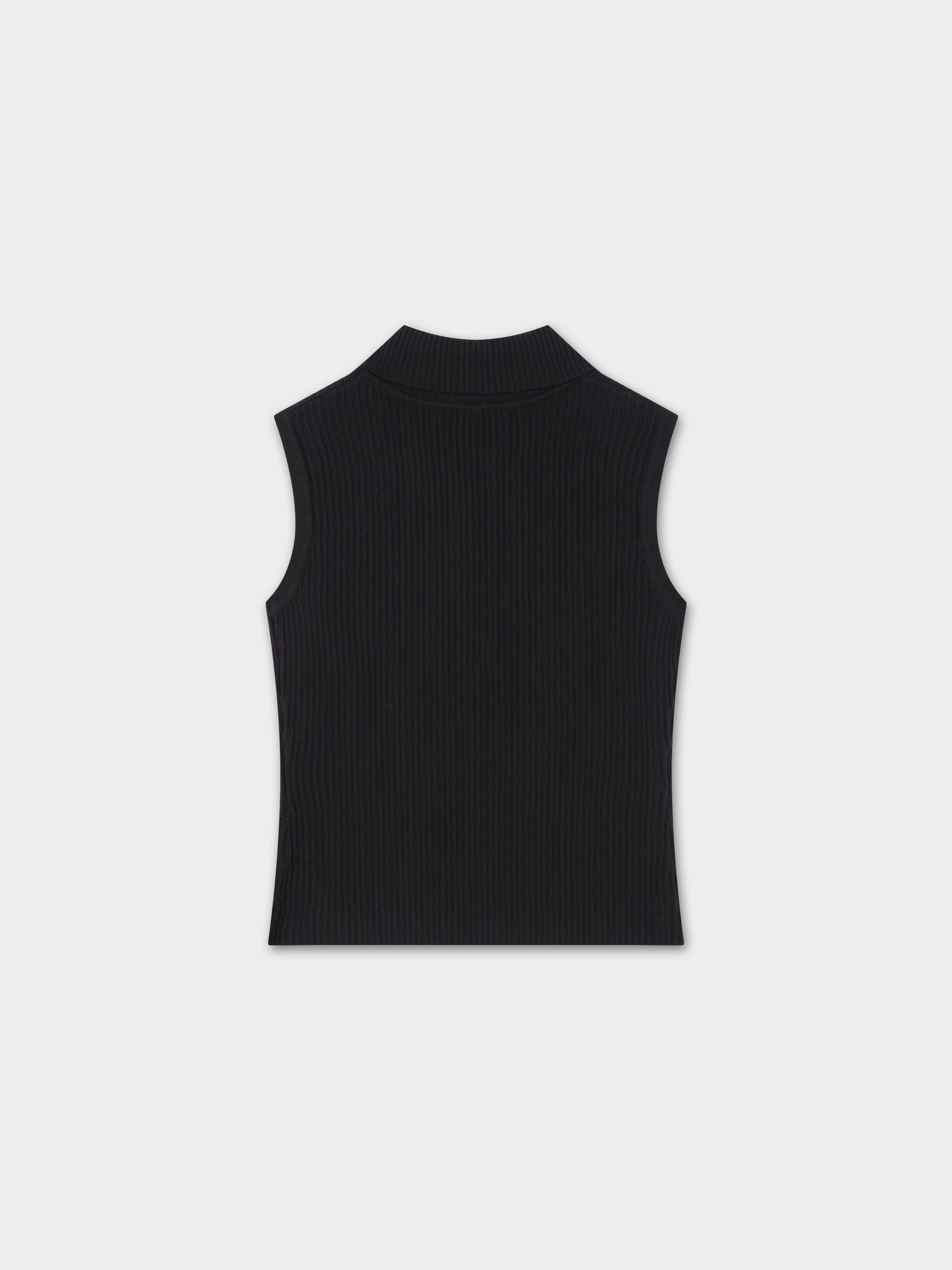 Sleeveless Ribbed Turtleneck-Black