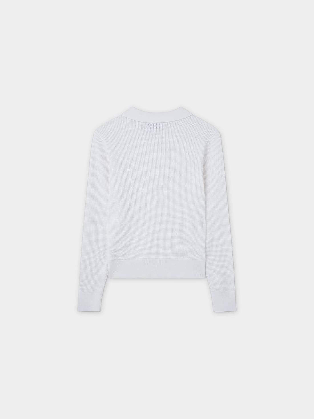 Waffle Collared Sweater-White