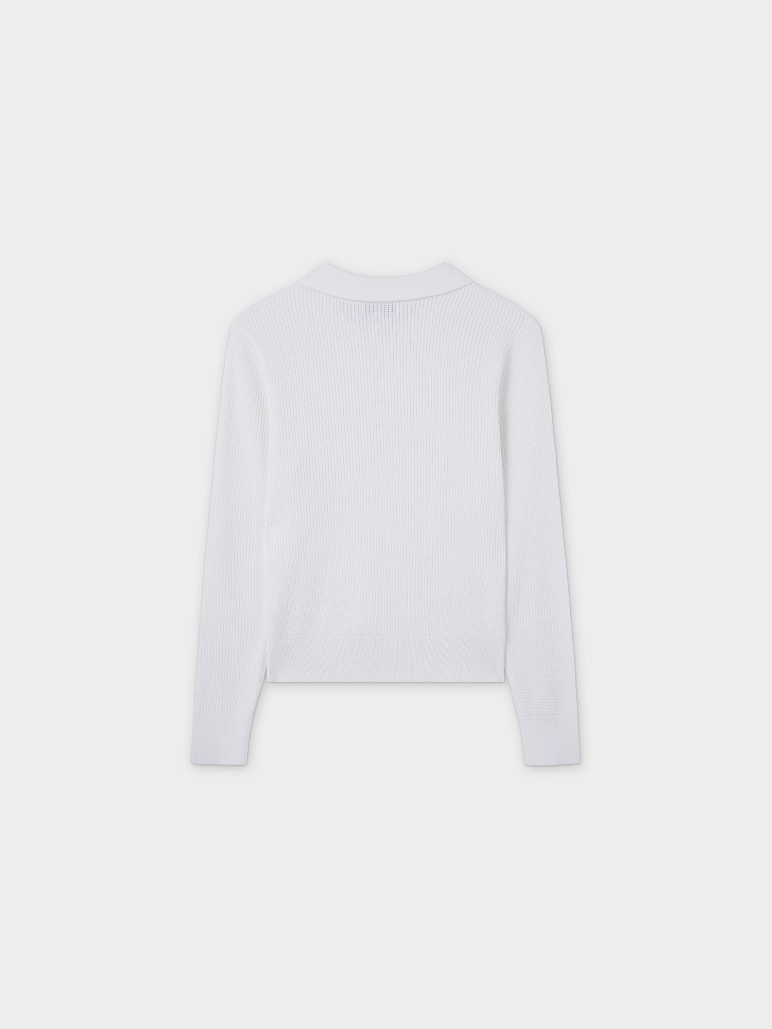 Waffle Collared Sweater-White