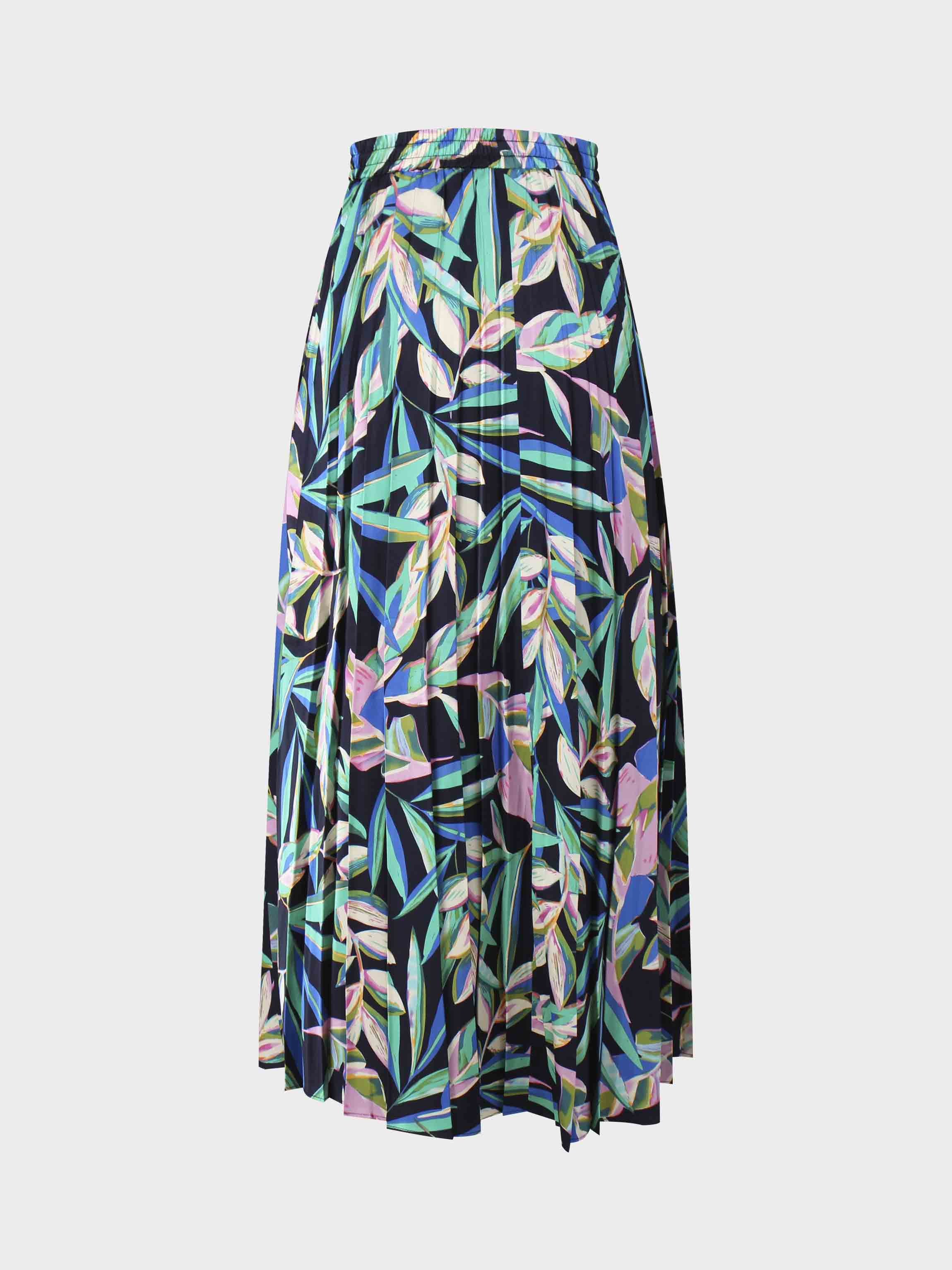 Covered Band Pleated Skirt 37&quot;-Colored Tropic