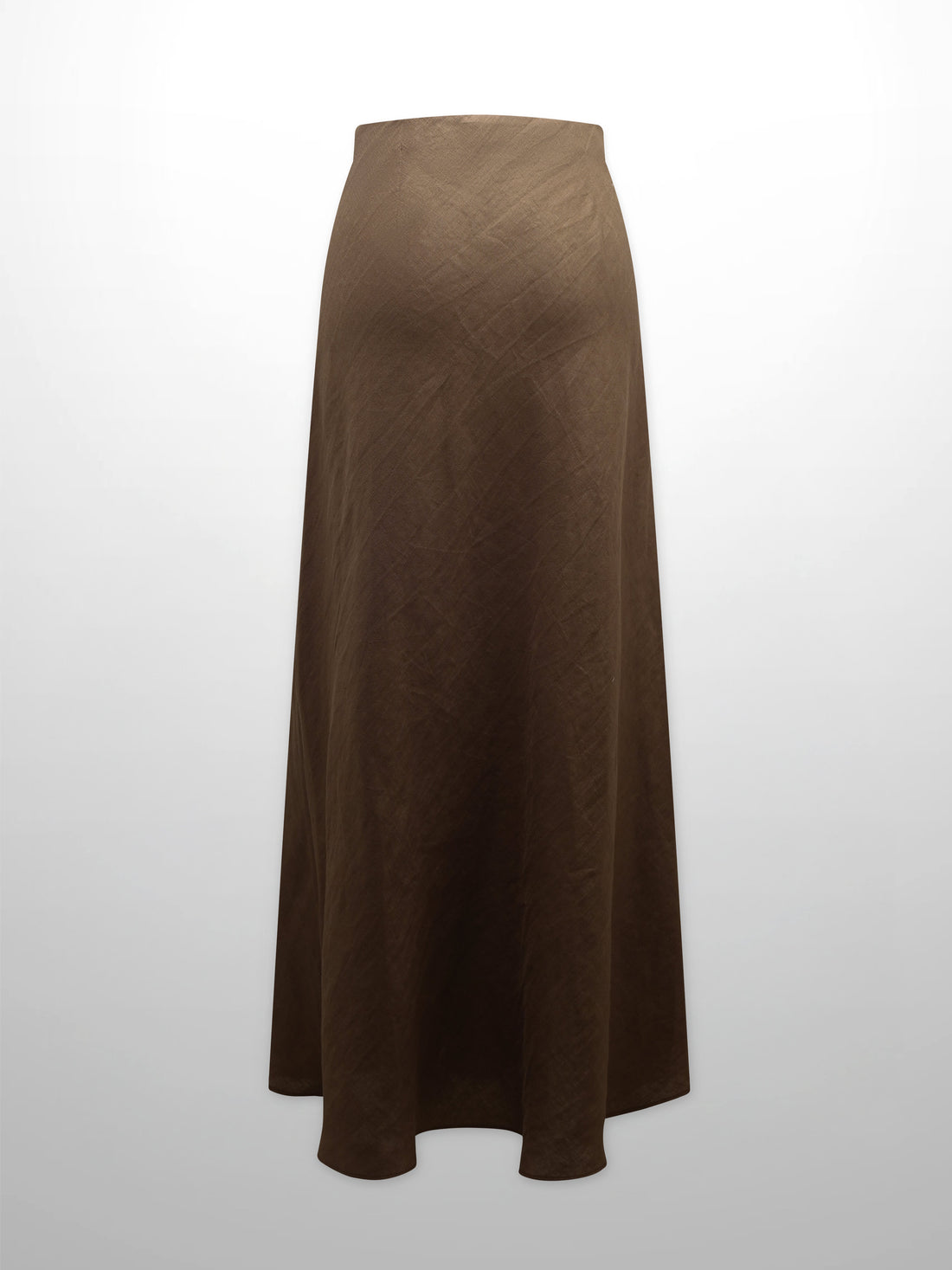Linen Slip Skirt-Brown
