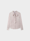 Shimmer Tie Blouse-Ivory