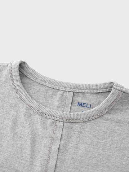 RIBBED BOTTOM T-SHIRT-HEATHERED GREY