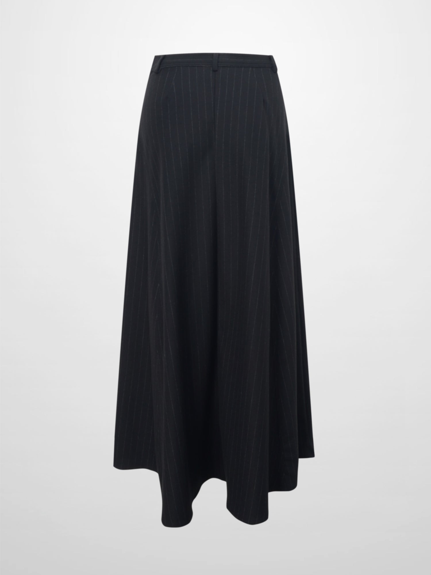 Wool Blend Yoke Skirt 37&quot;-Black Pinstripe