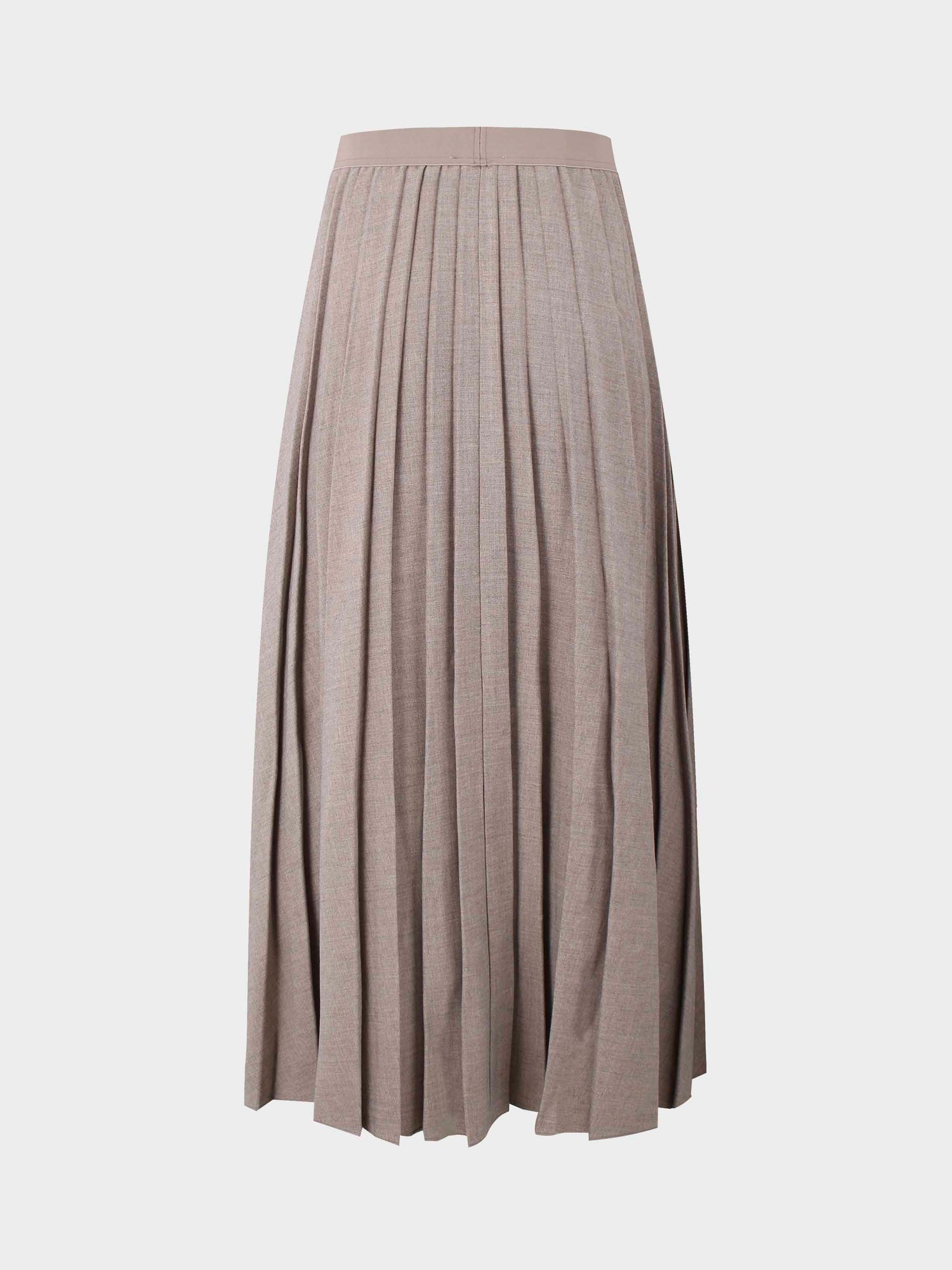 Merino Pleated Skirt-Fawn