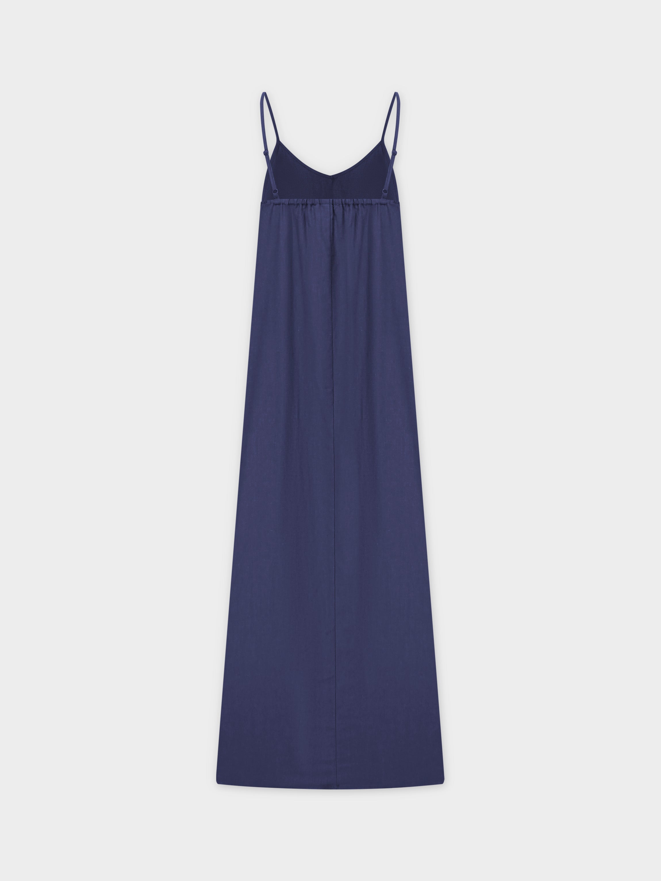 Linen Slip Dress-Navy