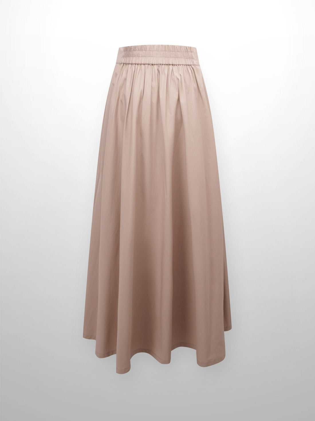 Elastic Back Maxi Cotton Blend Skirt-Tan