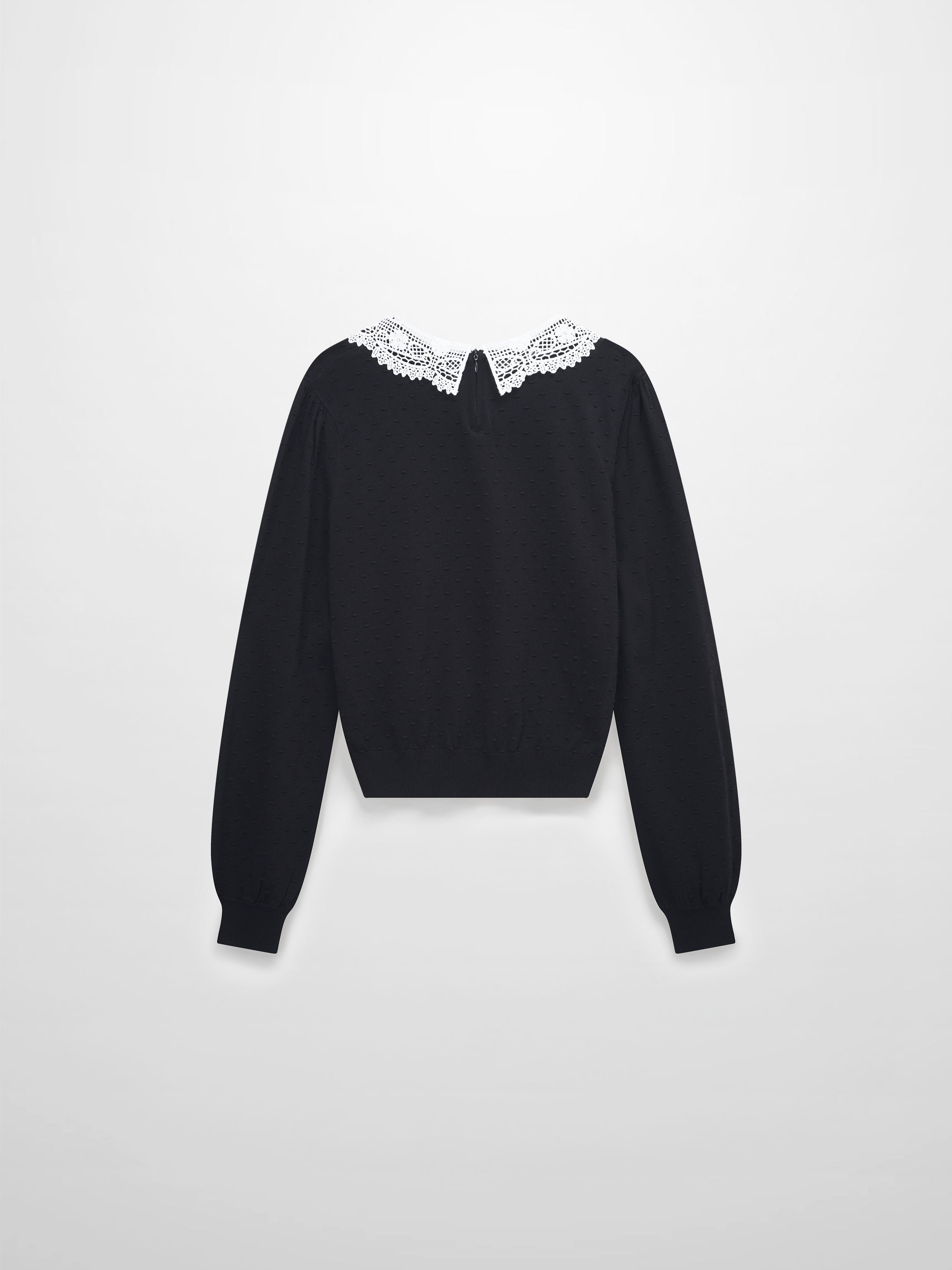 Crew Neck Pebbled Sweater-Black