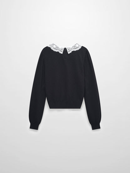 Crew Neck Pebbled Sweater-Black
