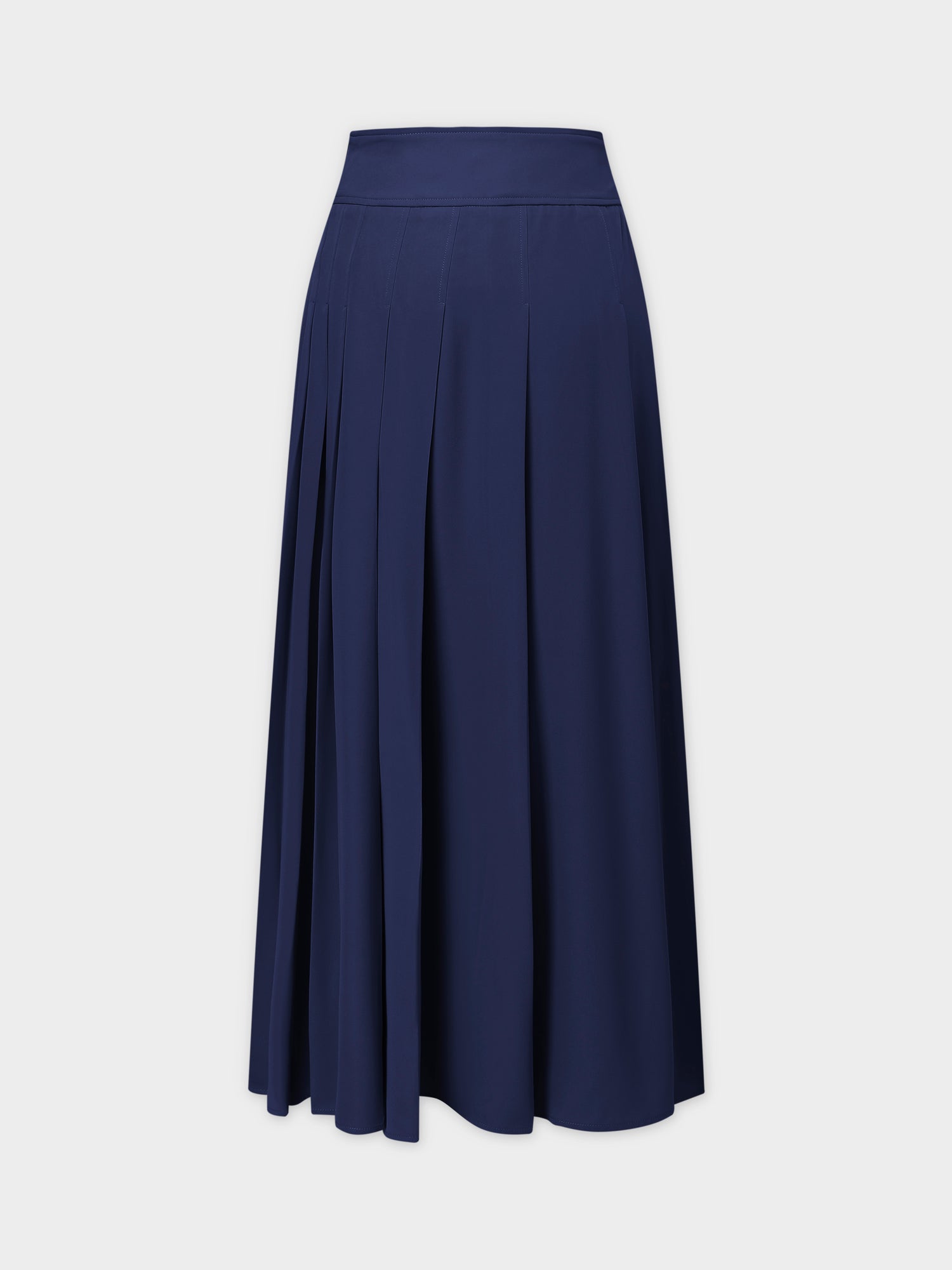 Yoke Pleated Skirt 37&quot;-Navy