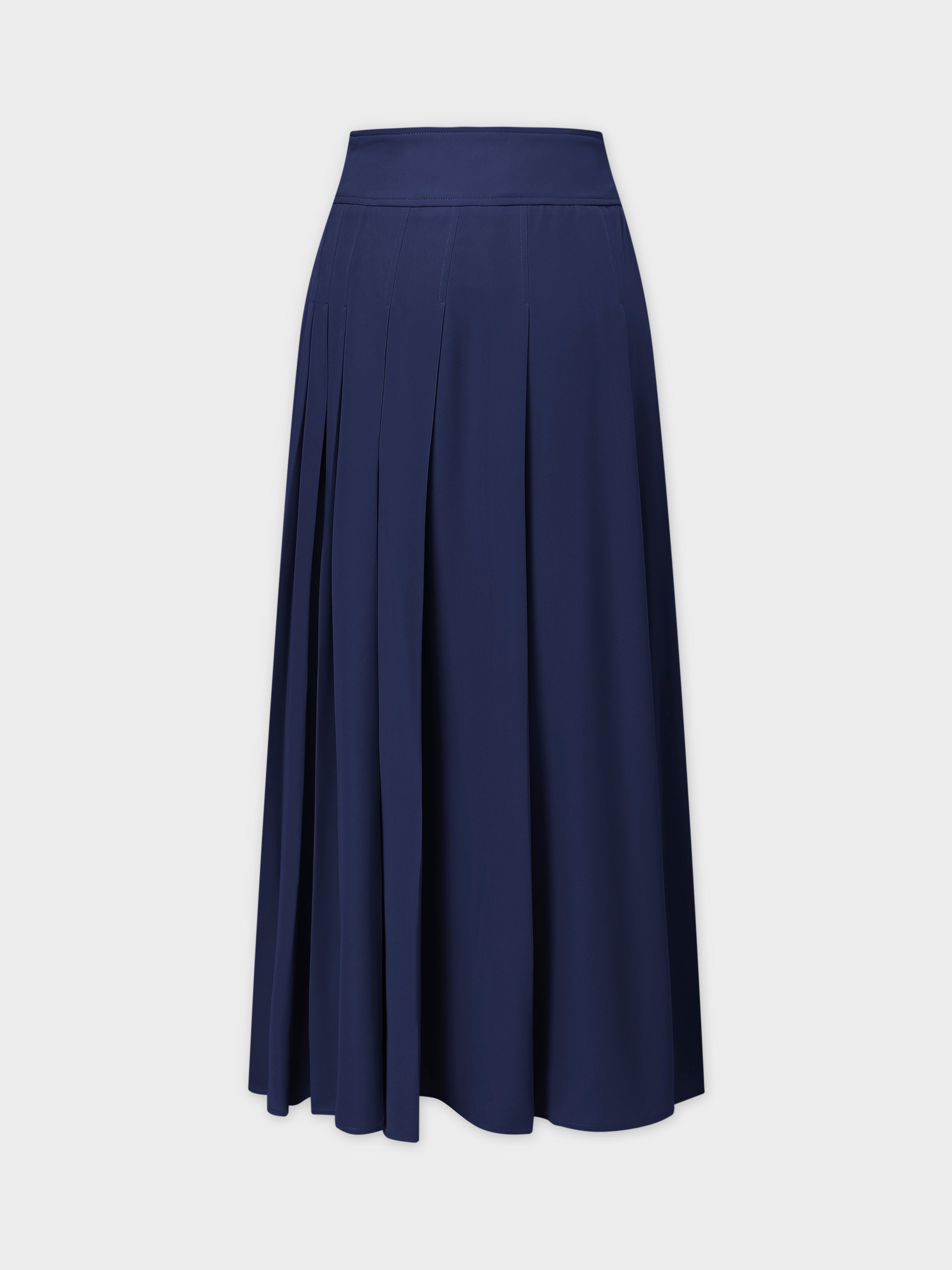 Yoke Pleated Skirt 37&quot;-Navy