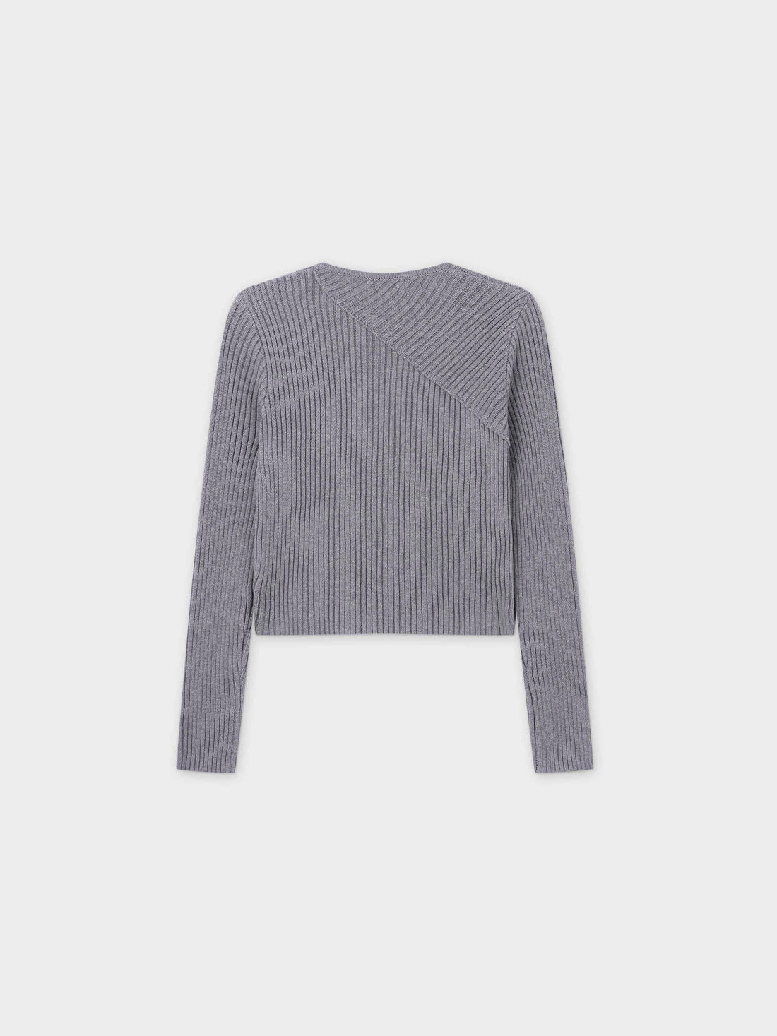 V Bottom Crop Sweater-Grey