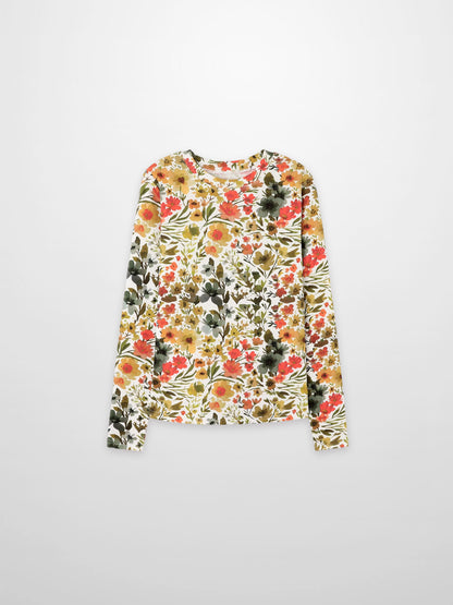 Basic Printed T-shirt-Earthy Floral