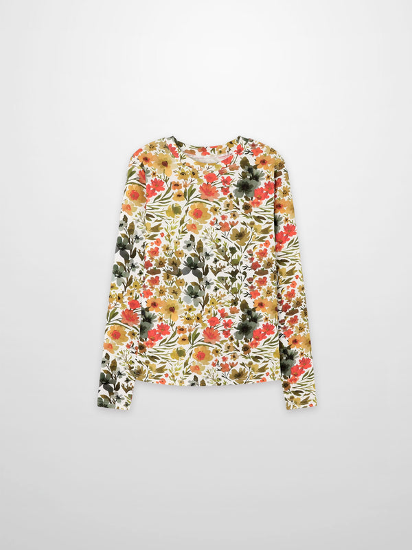 Basic Printed T-shirt-Earthy Floral