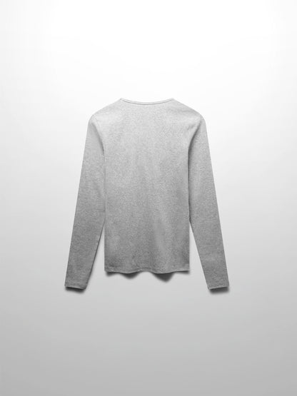 Basic High V Tee Long Sleeve-Dark Heathered Grey