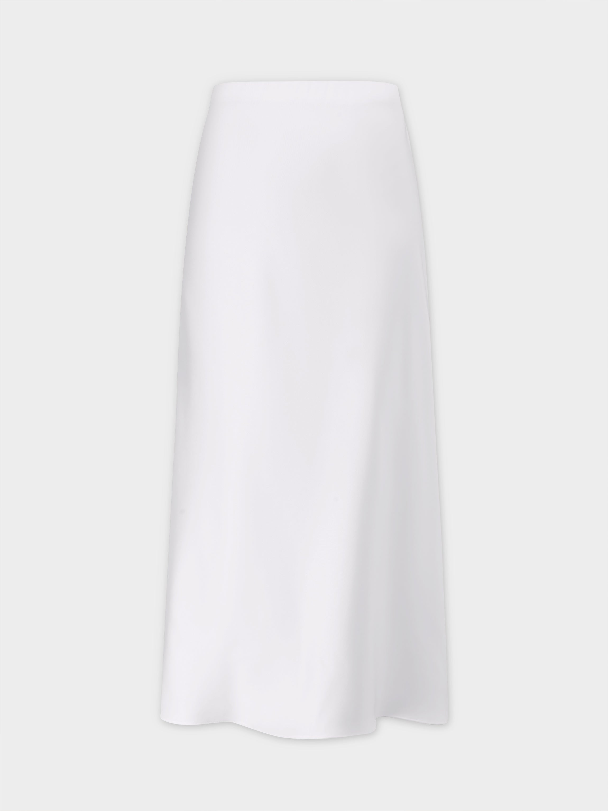 Solid Satin Slip Skirt-White