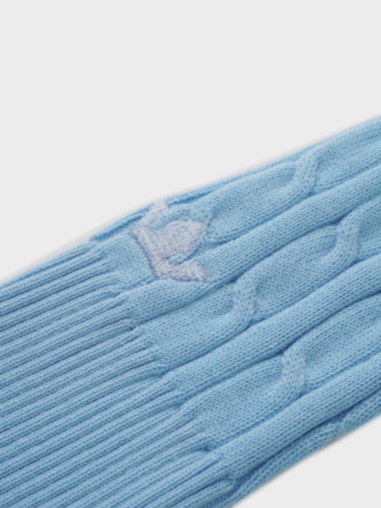 Crew Neck Cable Sweater-Light Blue