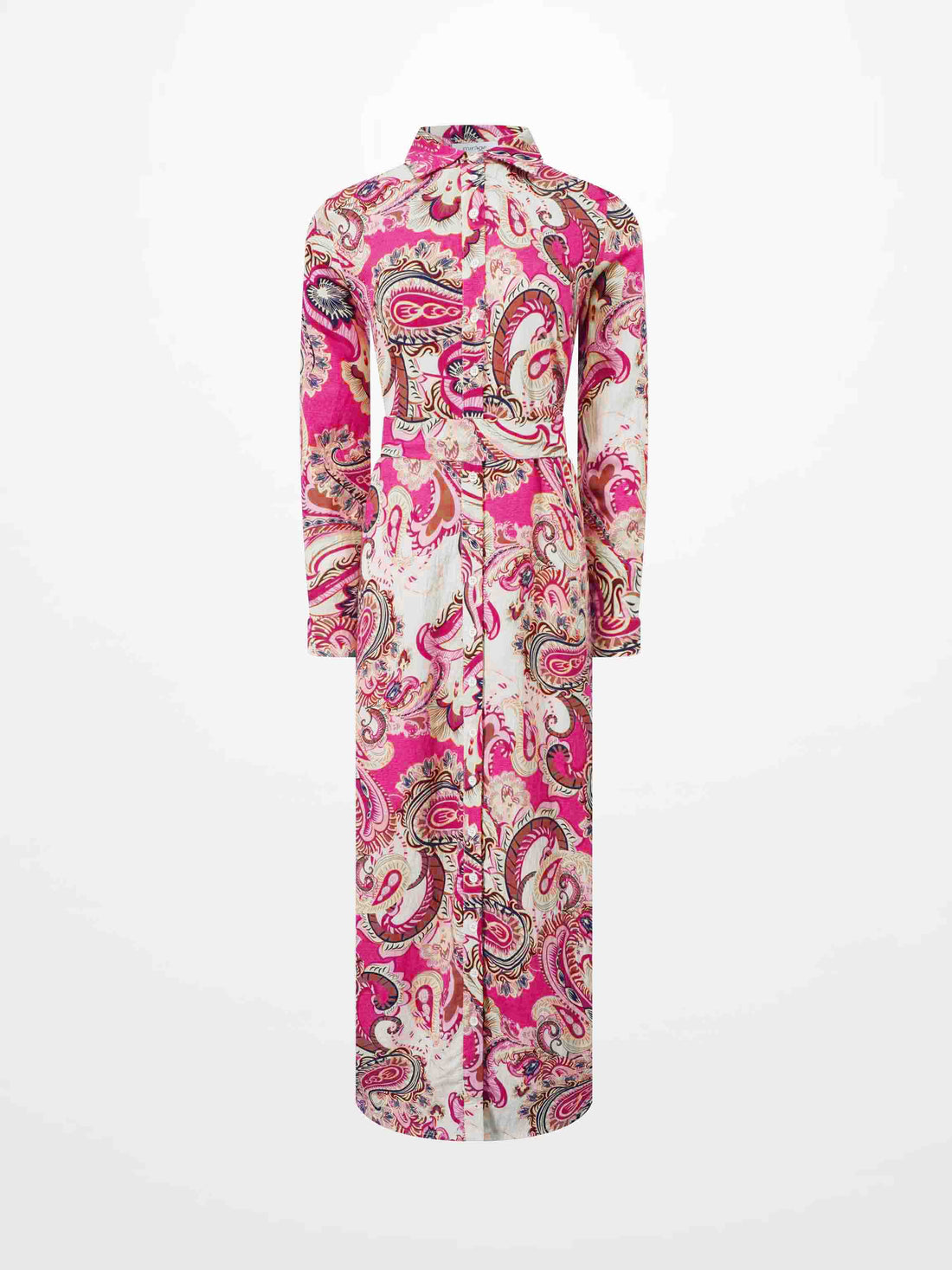 Long Button Down Shirtdress-Coral Paisley