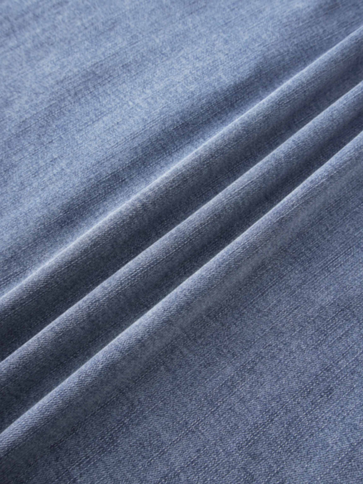 Washed Curved Yoke Denim Skirt-Light Blue