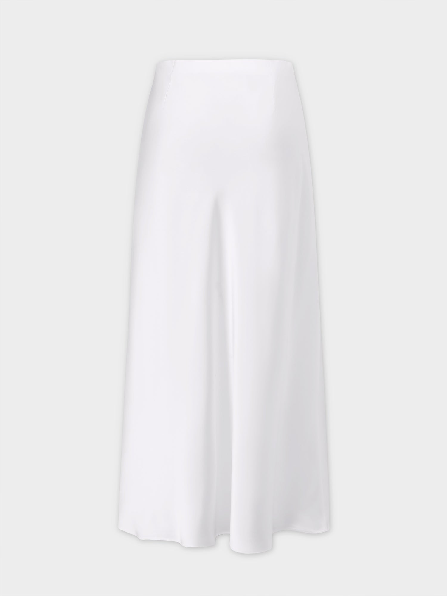 Solid Satin Slip Skirt-White