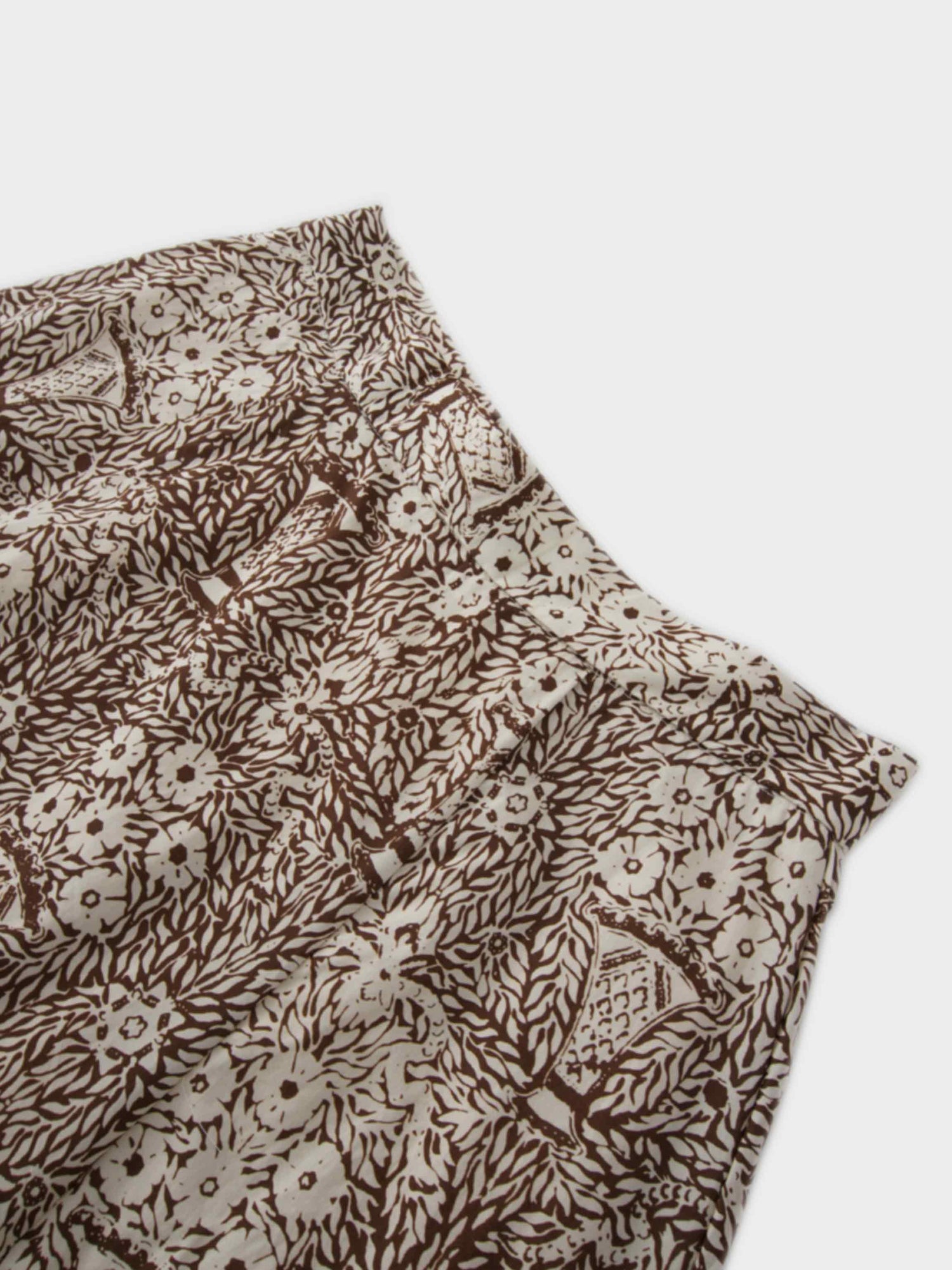 Floral Print Trumpet Skirt-Brown