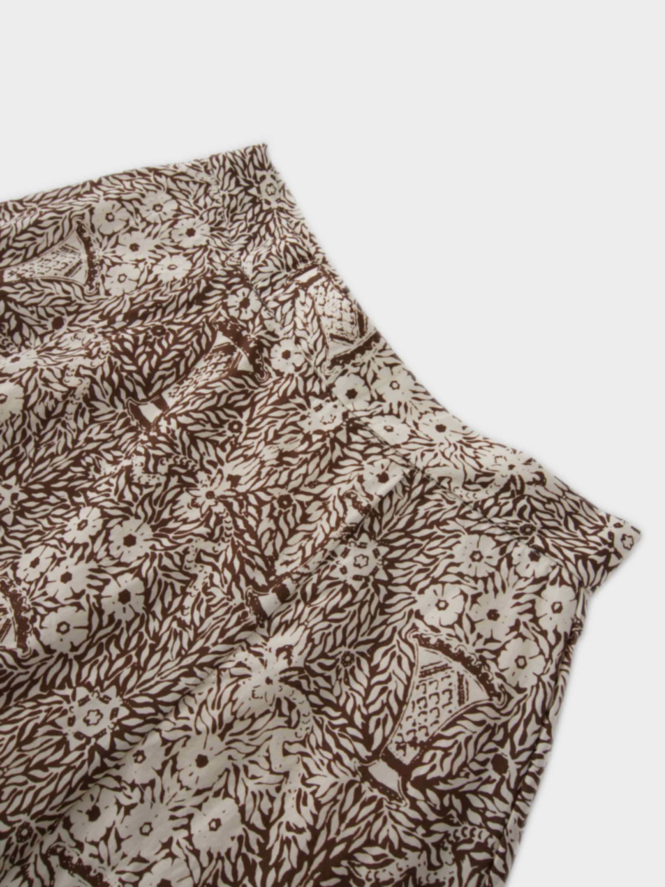 Floral Print Trumpet Skirt-Brown