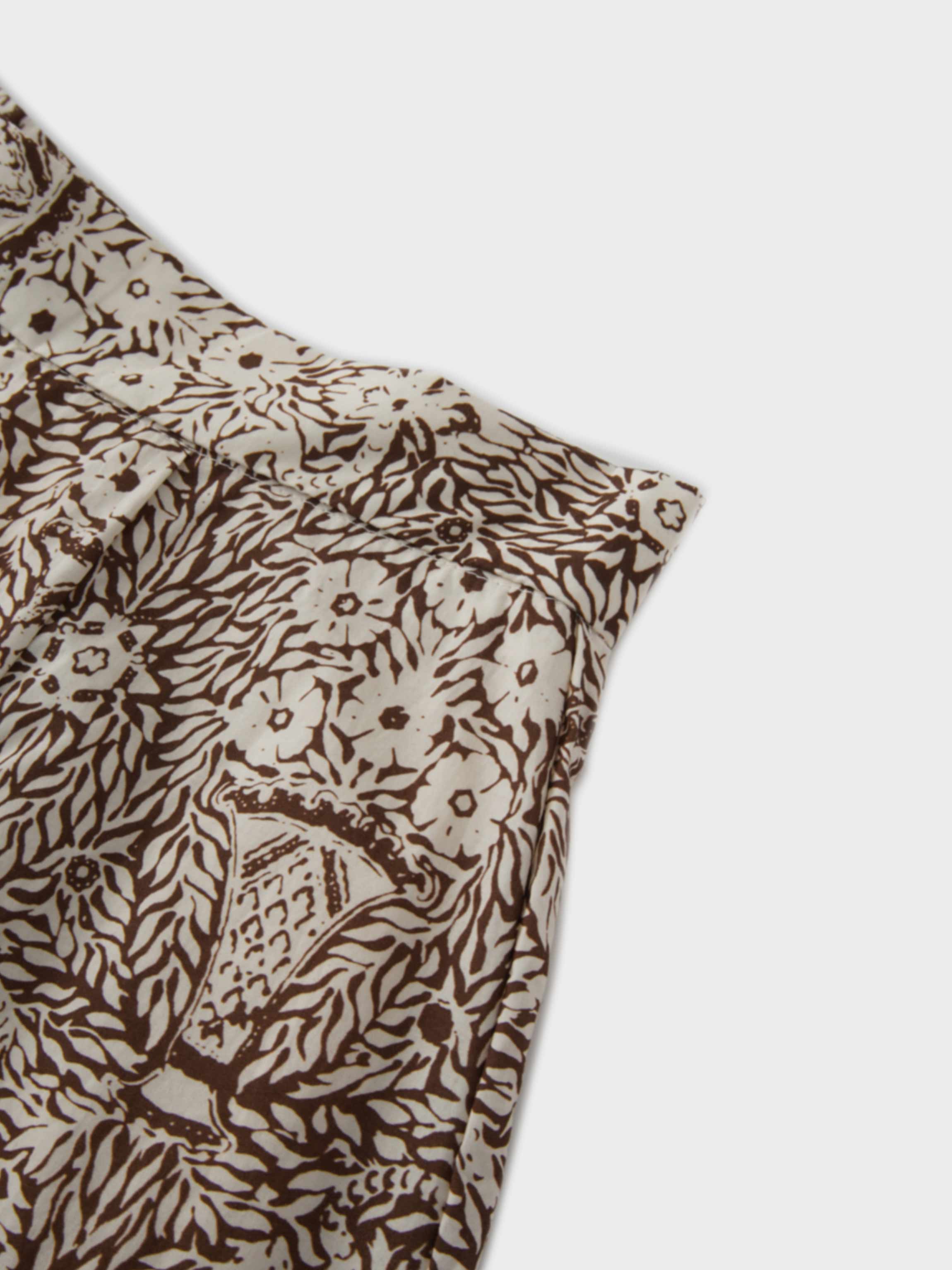 Floral Print Trumpet Skirt-Brown