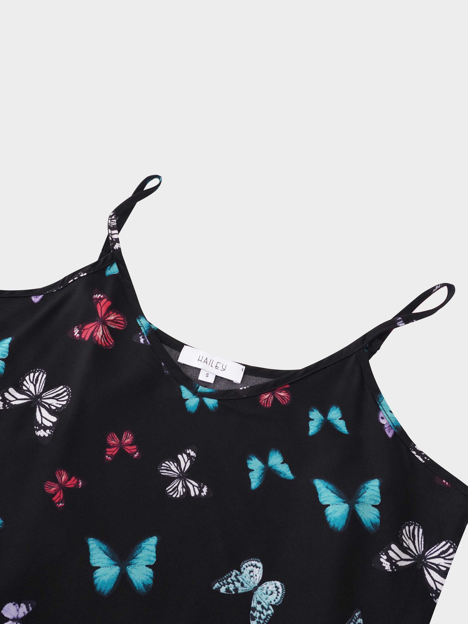 A-Line V Neck Slip Dress-Butterflies