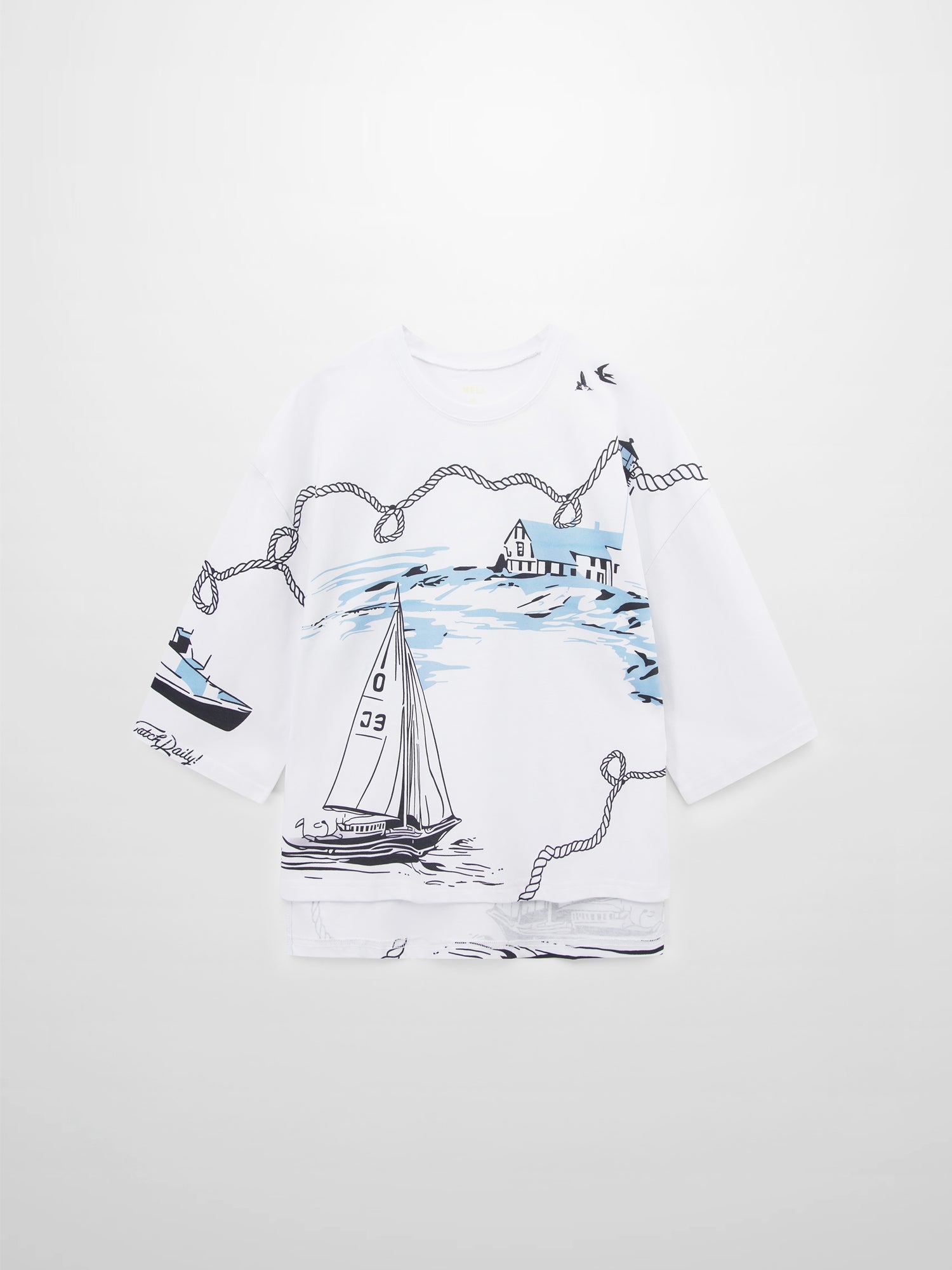 Oversized Printed Tee-Nautical