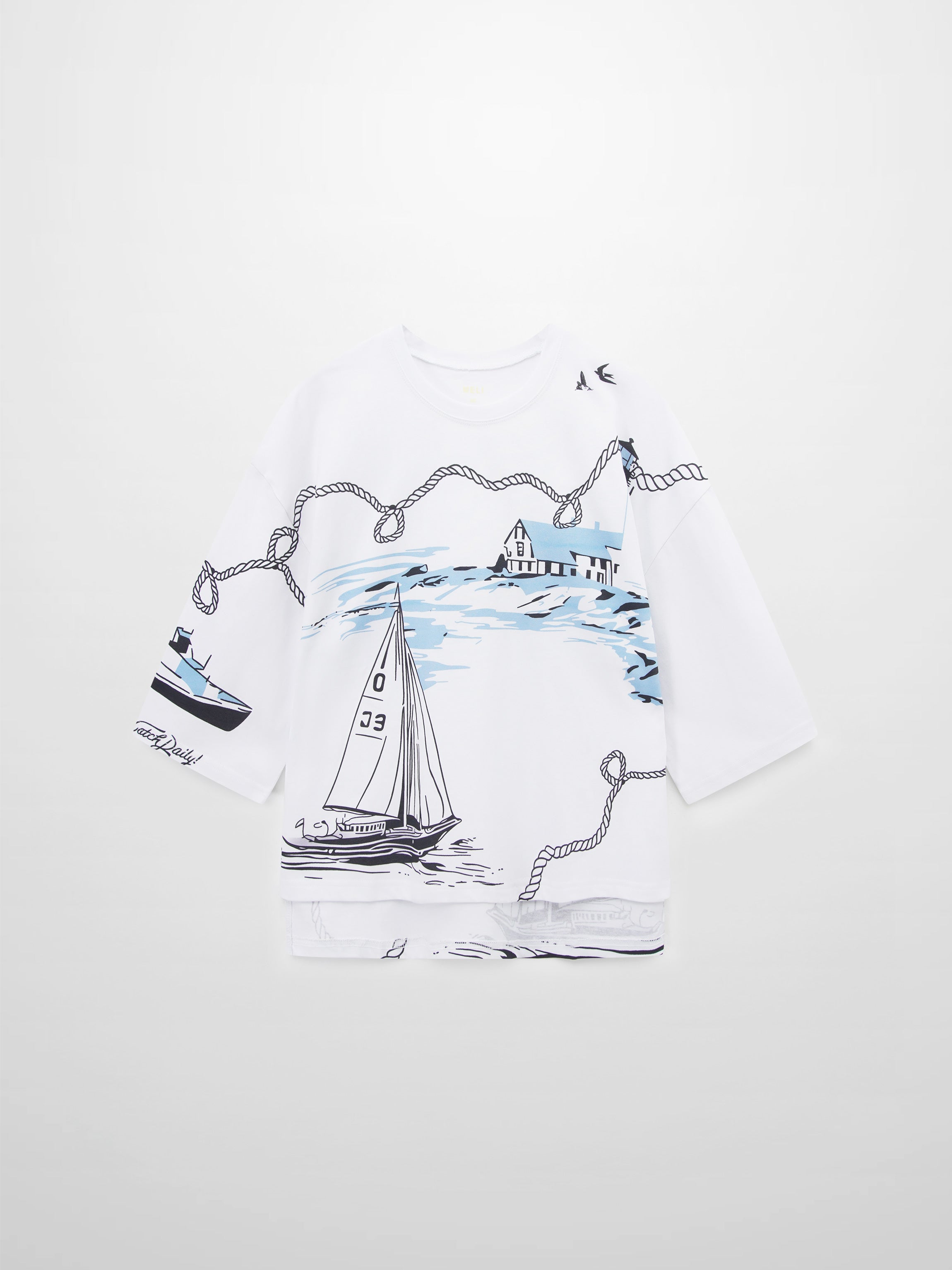 Oversized Printed Tee-Nautical