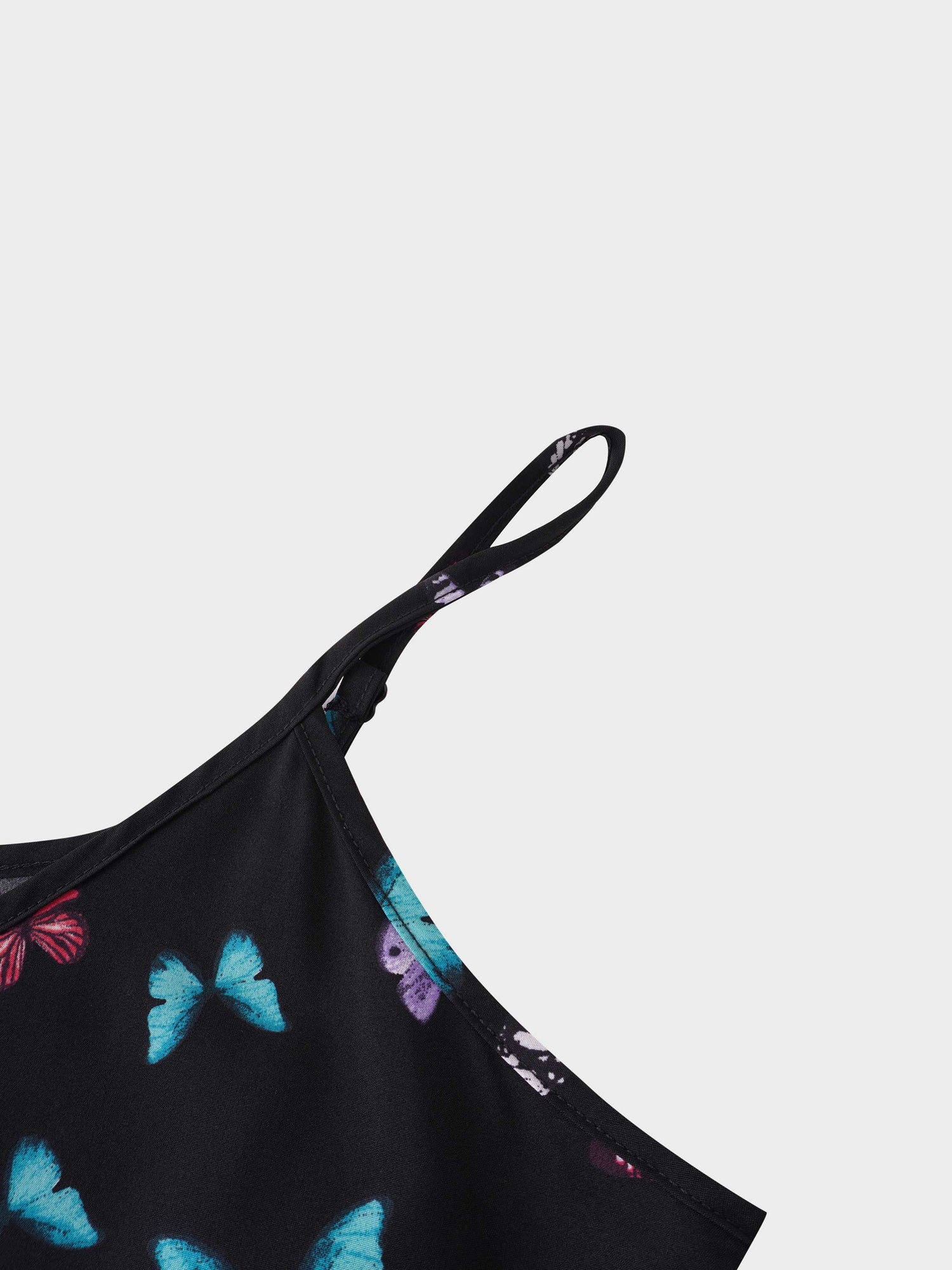 A-Line V Neck Slip Dress-Butterflies