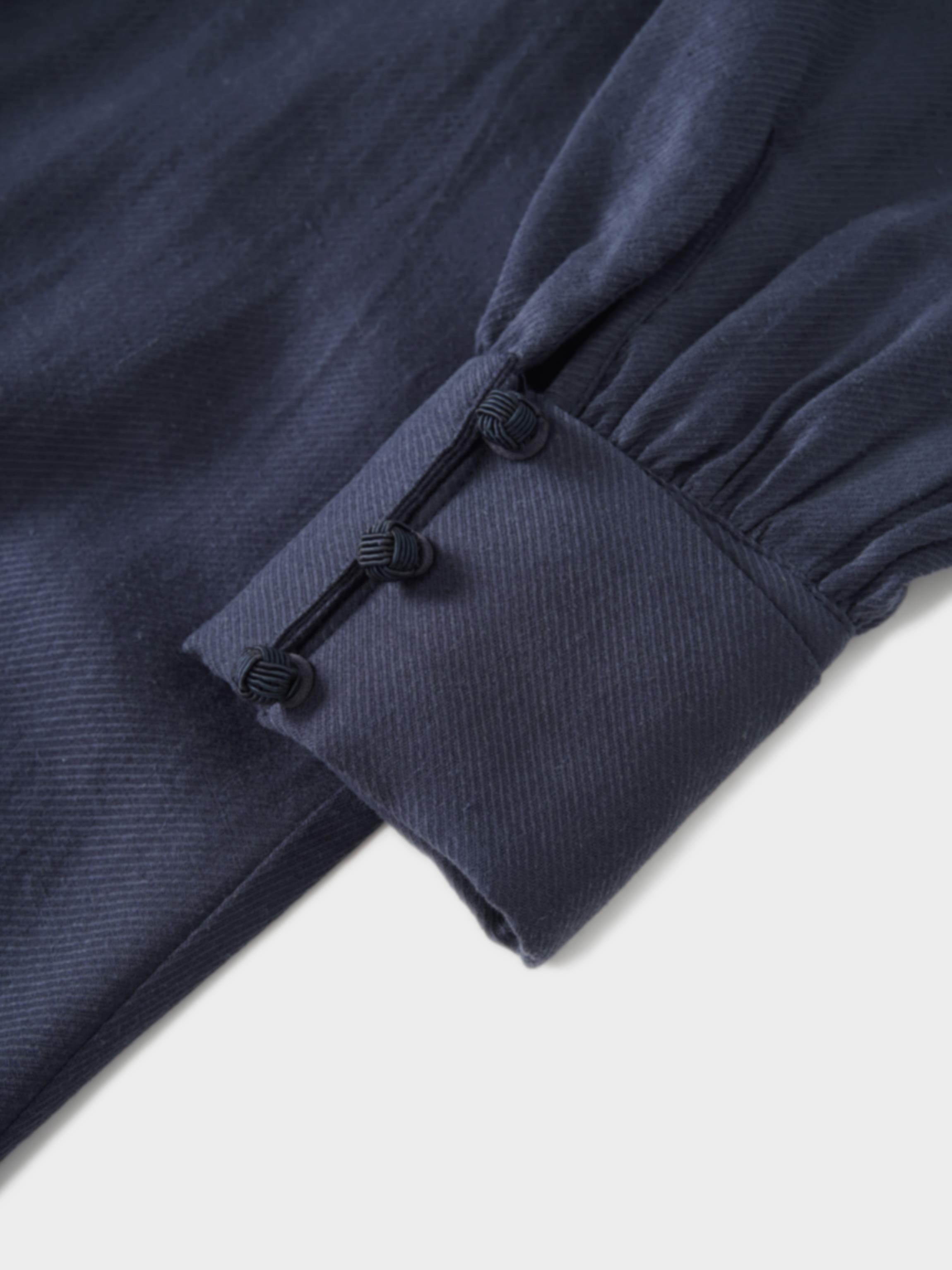 Pleat Top Silk/Linen Blend Dress-Navy