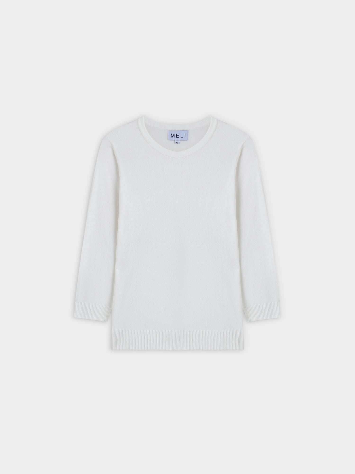 BASIC CREW SWEATER (3Q) - WHITE