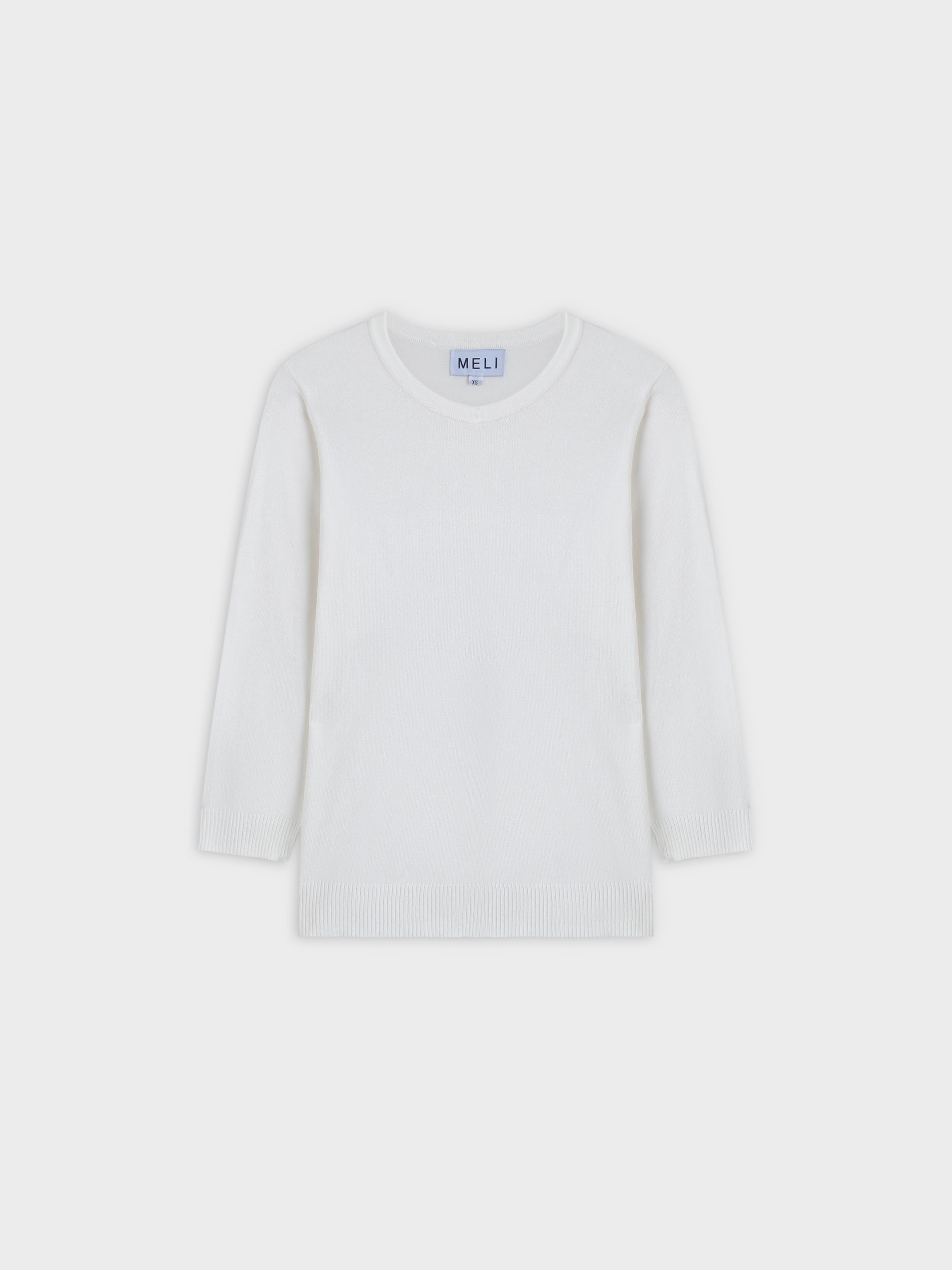 BASIC CREW SWEATER (3Q) - WHITE