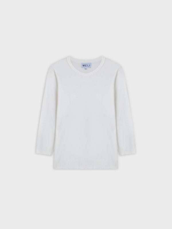Basic Crew Sweater 3Q-White