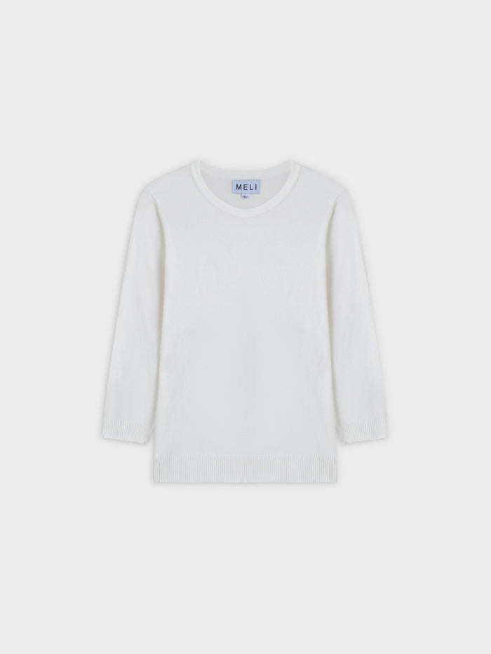 Basic Crew Sweater 3Q-White