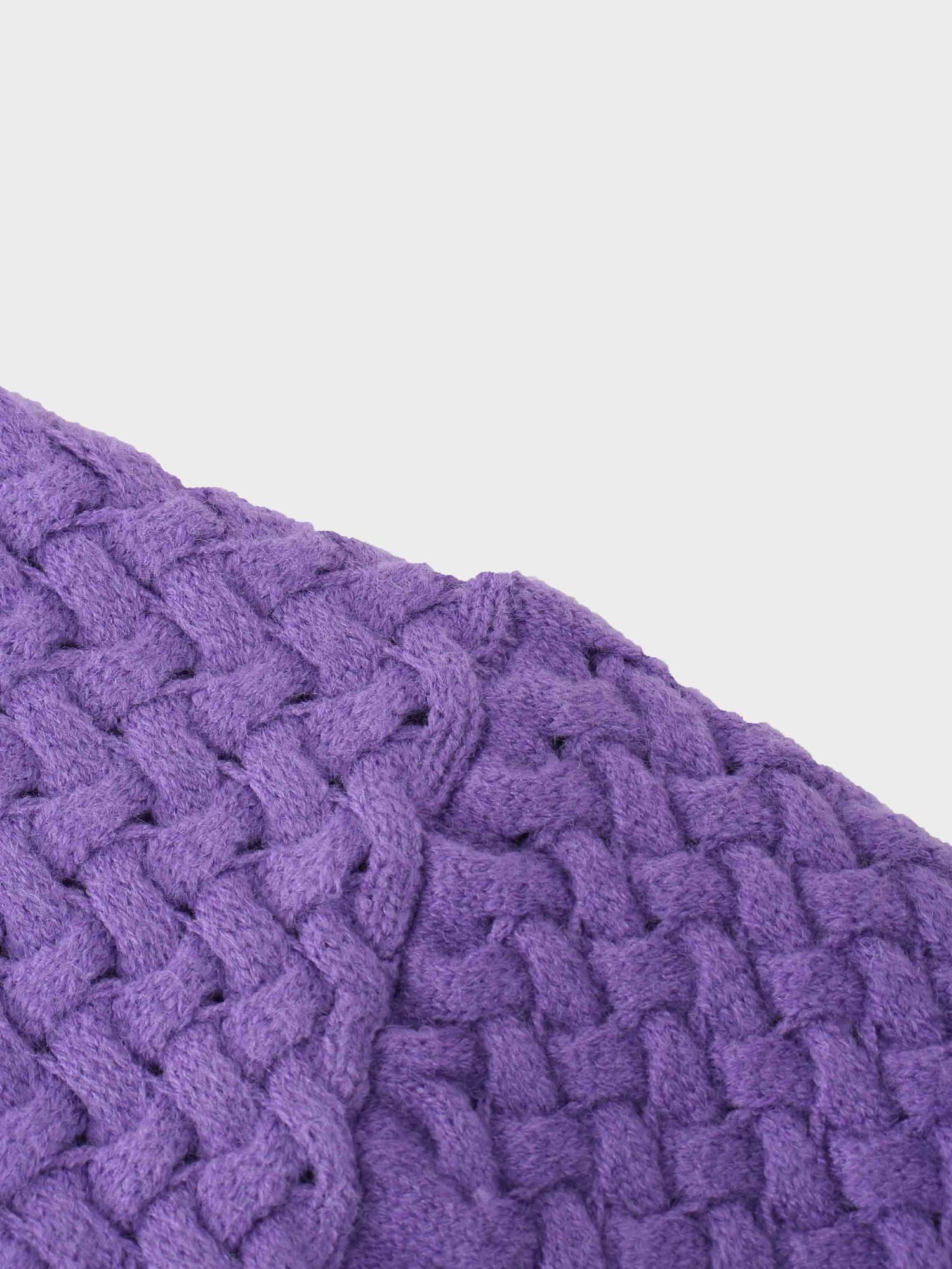 Basketweave Turtleneck Sweater-Purple