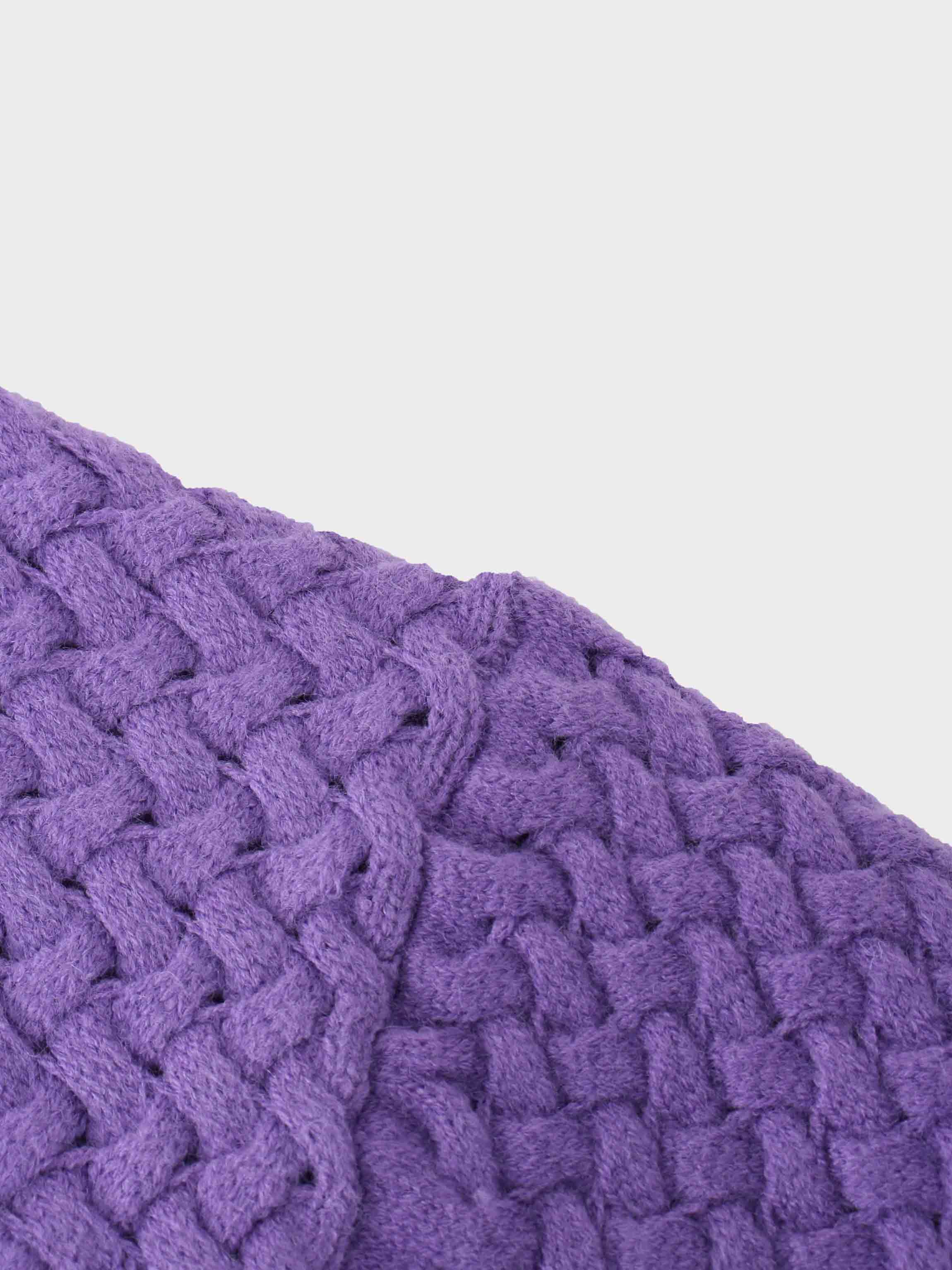 Basketweave Turtleneck Sweater-Purple