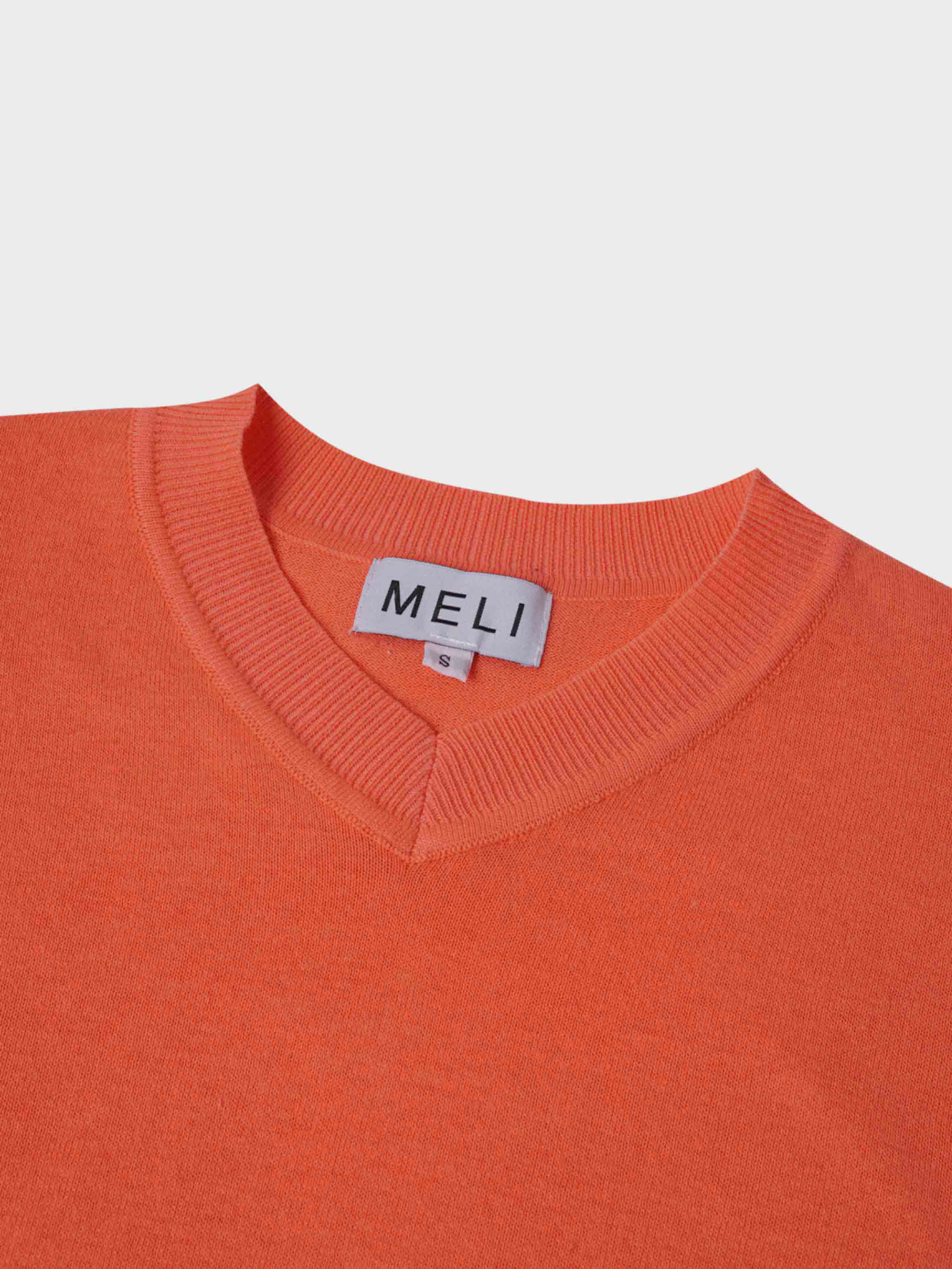 High V Lightweight Sweater-Coral