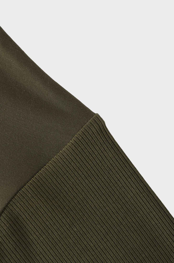 RIBBED BOTTOM T-SHIRT-OLIVE
