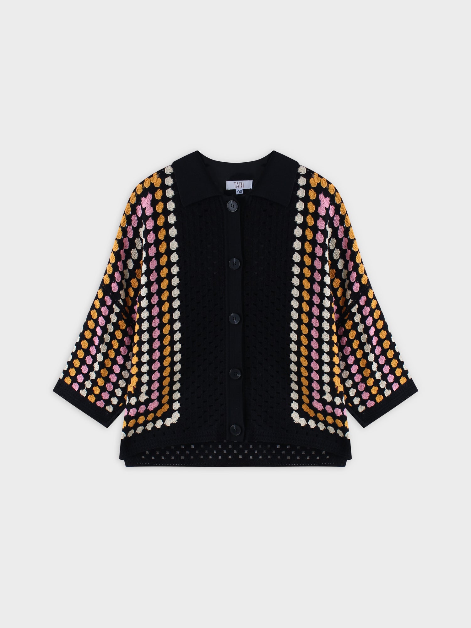 Colored Stripe Crochet Cardigan-Multi Color