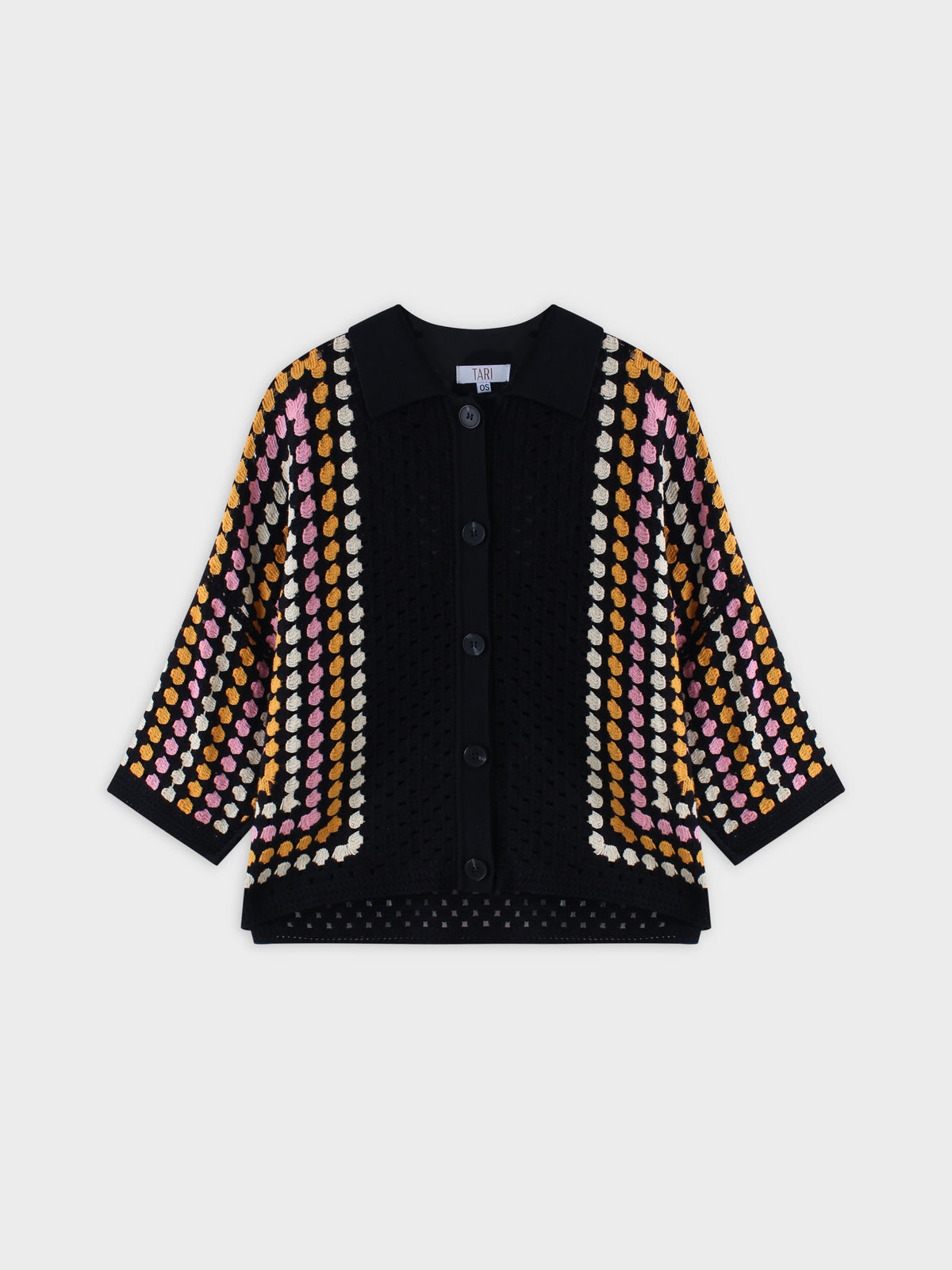 Colored Stripe Crochet Cardigan-Multi Color