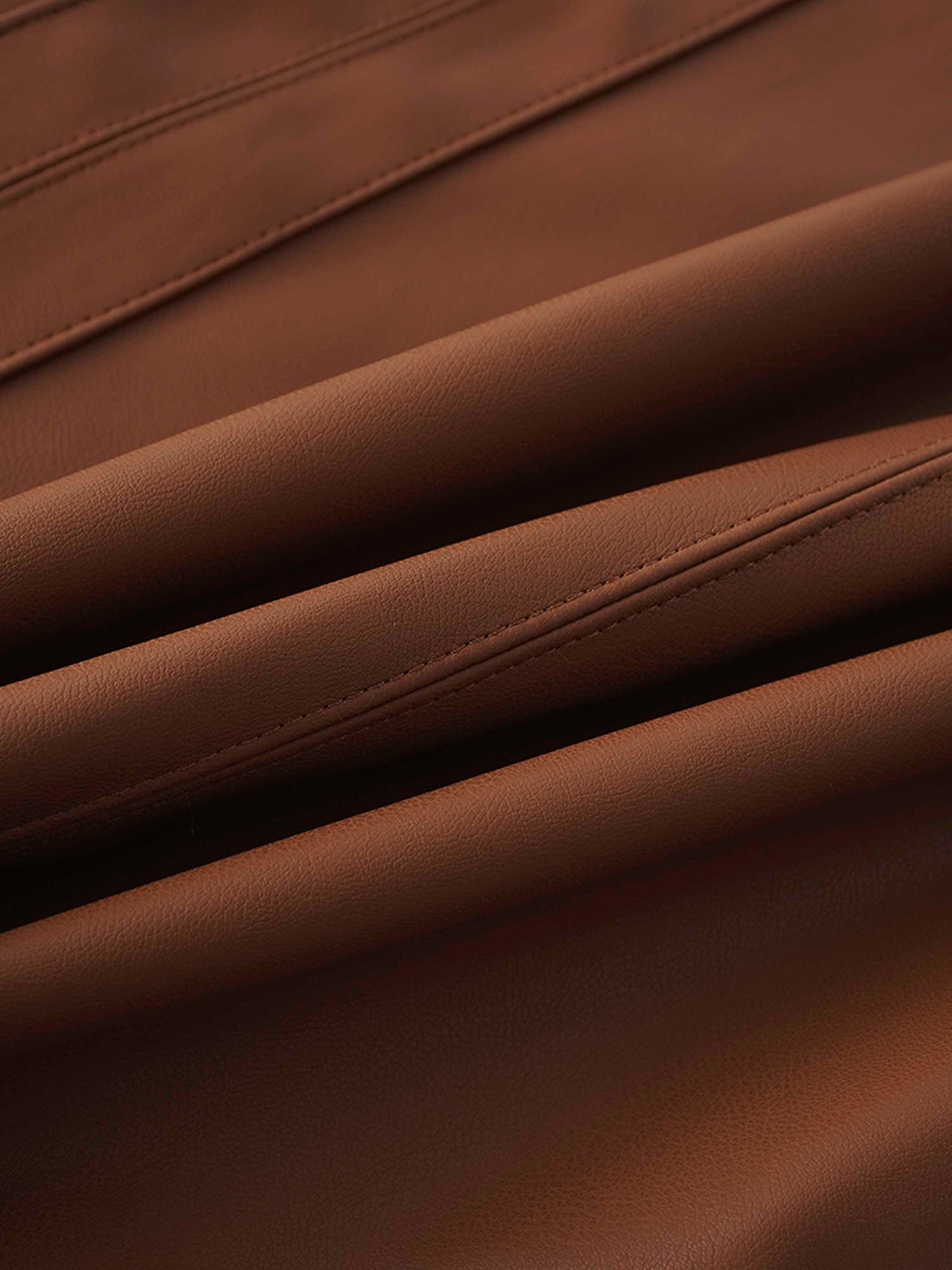 Faux Leather Seamed Jumper-Brown