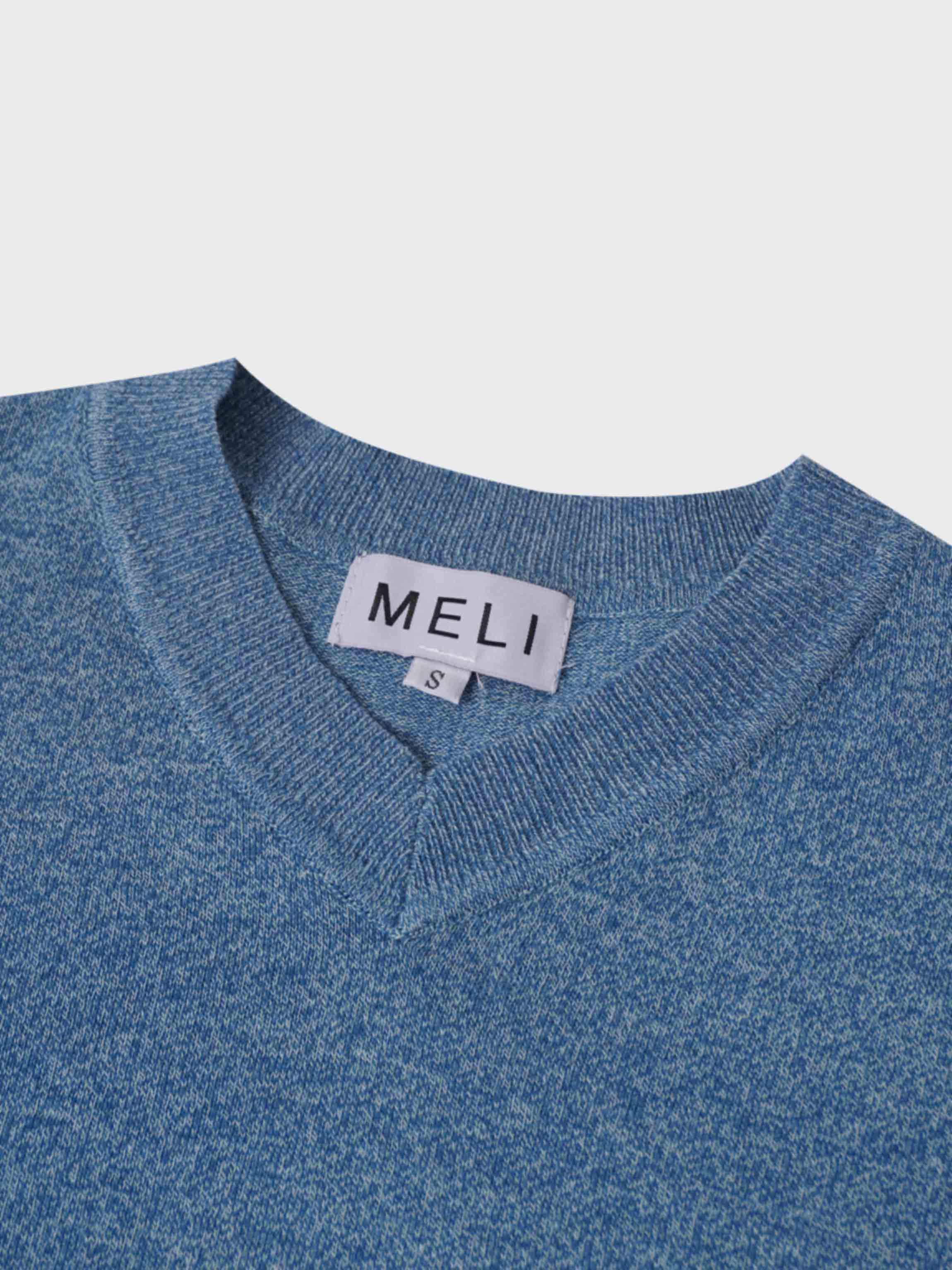 High V Lightweight Sweater-Heathered Blue