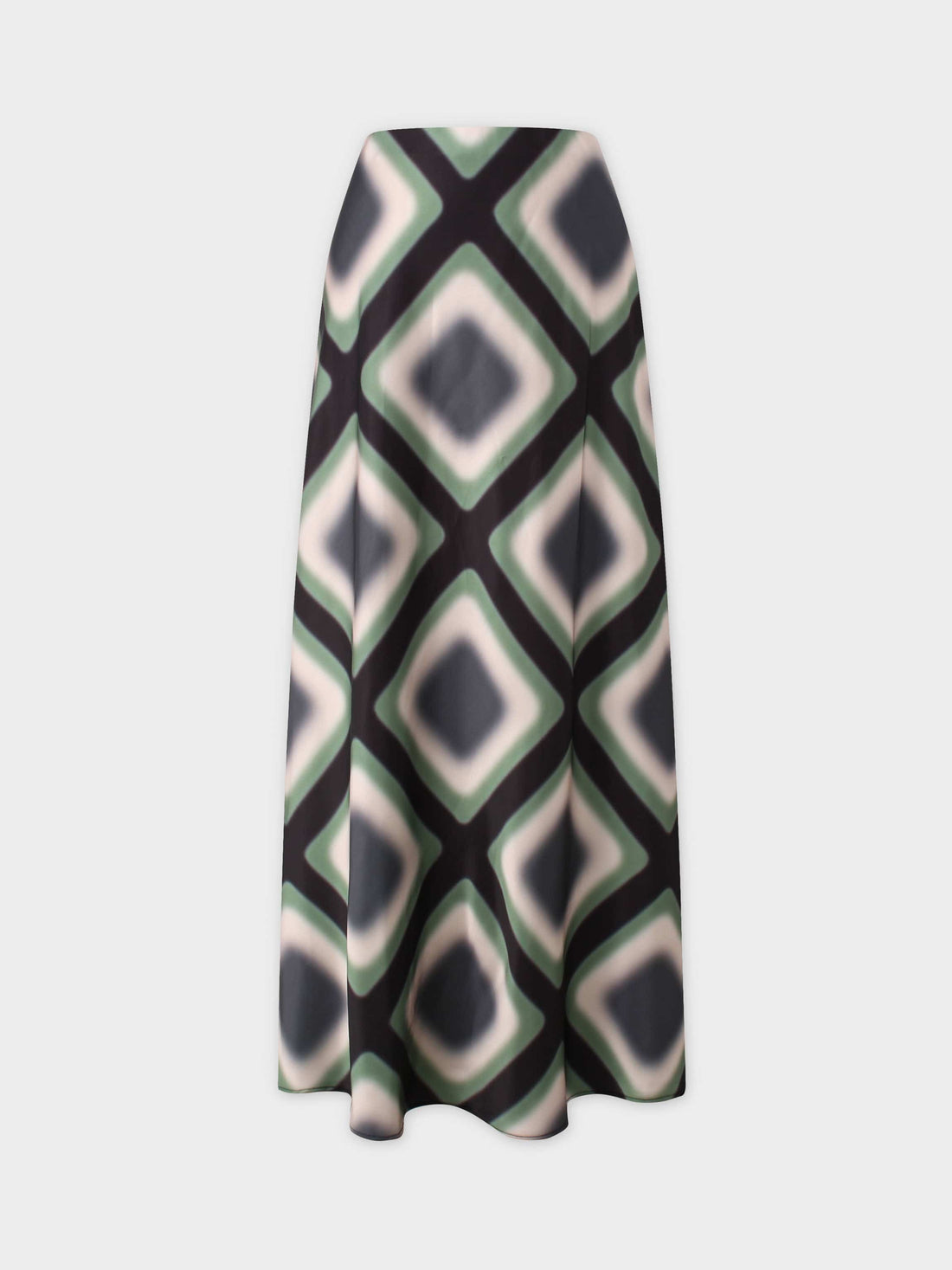 Printed Satin Slip Skirt-Windowpane